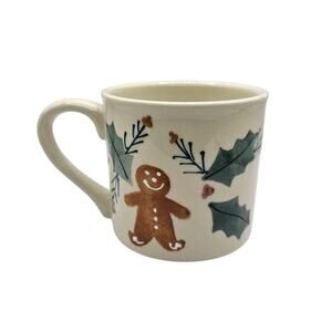 Vintage Hartstone Pottery Gingerbread Man Holly Christmas Coffee Tea Mug READ